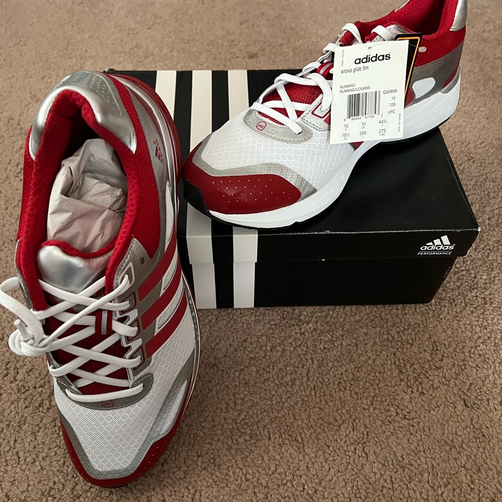 Adidas Snova Glide Red and Silver Running Shoes